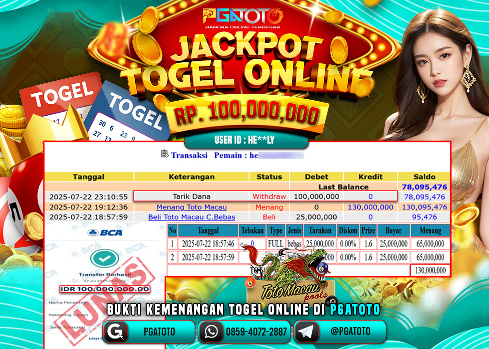 PGATOTO JACKPOT TOGEL TOTO MACAU BOSKU Rp 100.000.000.,- LUNAS