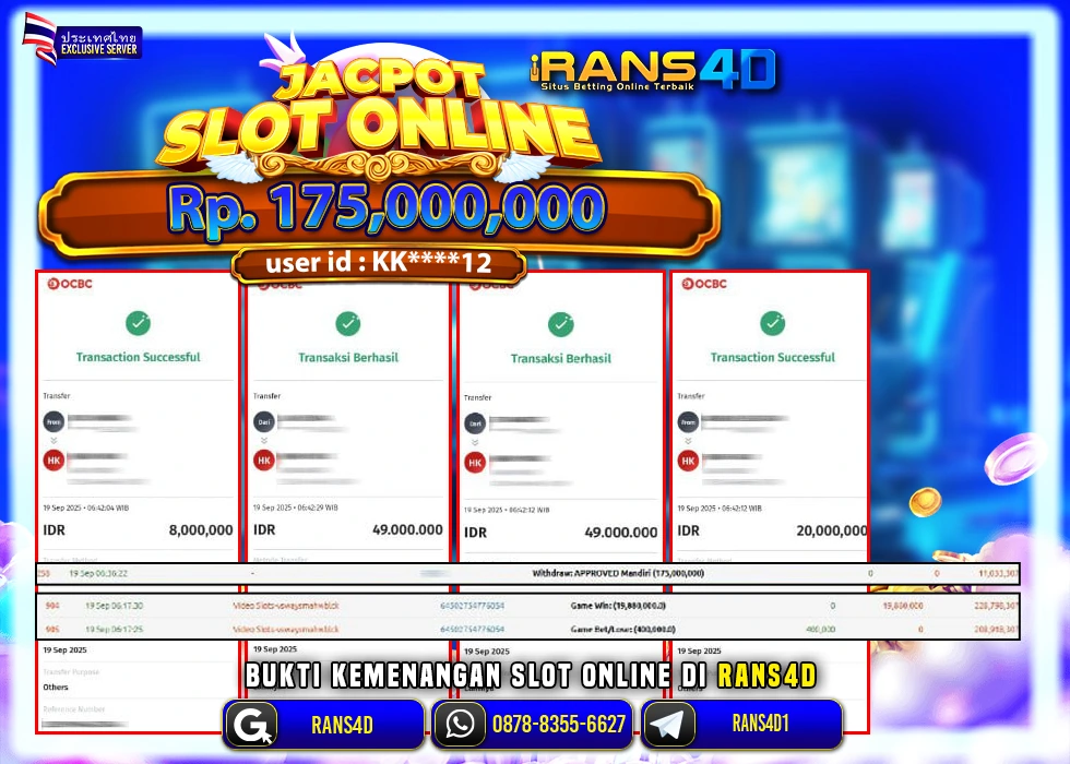RANS4D JACKPOT SLOT MAHJONG WAYS RP 175.000.000; LUNAS